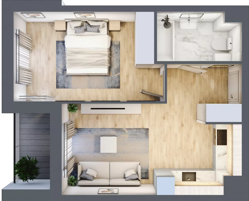 2 pokoje, mieszkanie 39,69 m², piętro 1, oferta nr A1-1-4, Hipoteczna Park, Łódź, Bałuty, ul. Hipoteczna 7