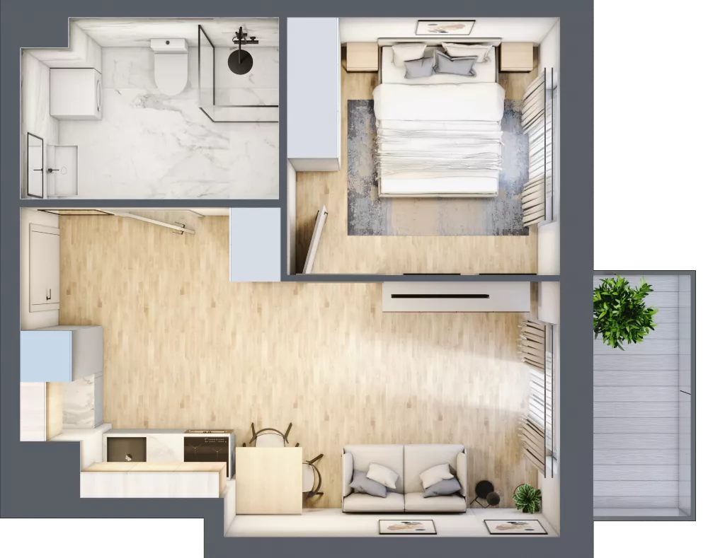 2 pokoje, mieszkanie 36,05 m², piętro 1, oferta nr A1-1-9, Hipoteczna Park, Łódź, Bałuty, ul. Hipoteczna 7