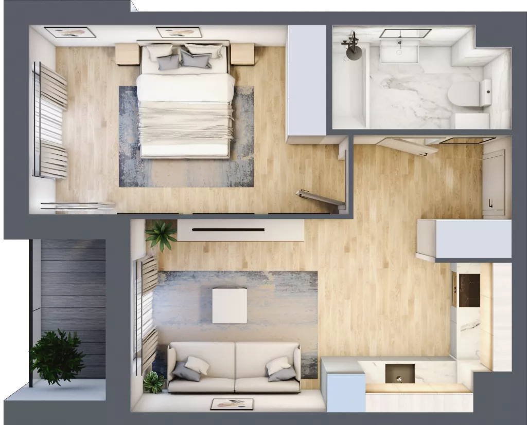 2 pokoje, mieszkanie 39,69 m², piętro 2, oferta nr A1-2-13, Hipoteczna Park, Łódź, Bałuty, ul. Hipoteczna 7