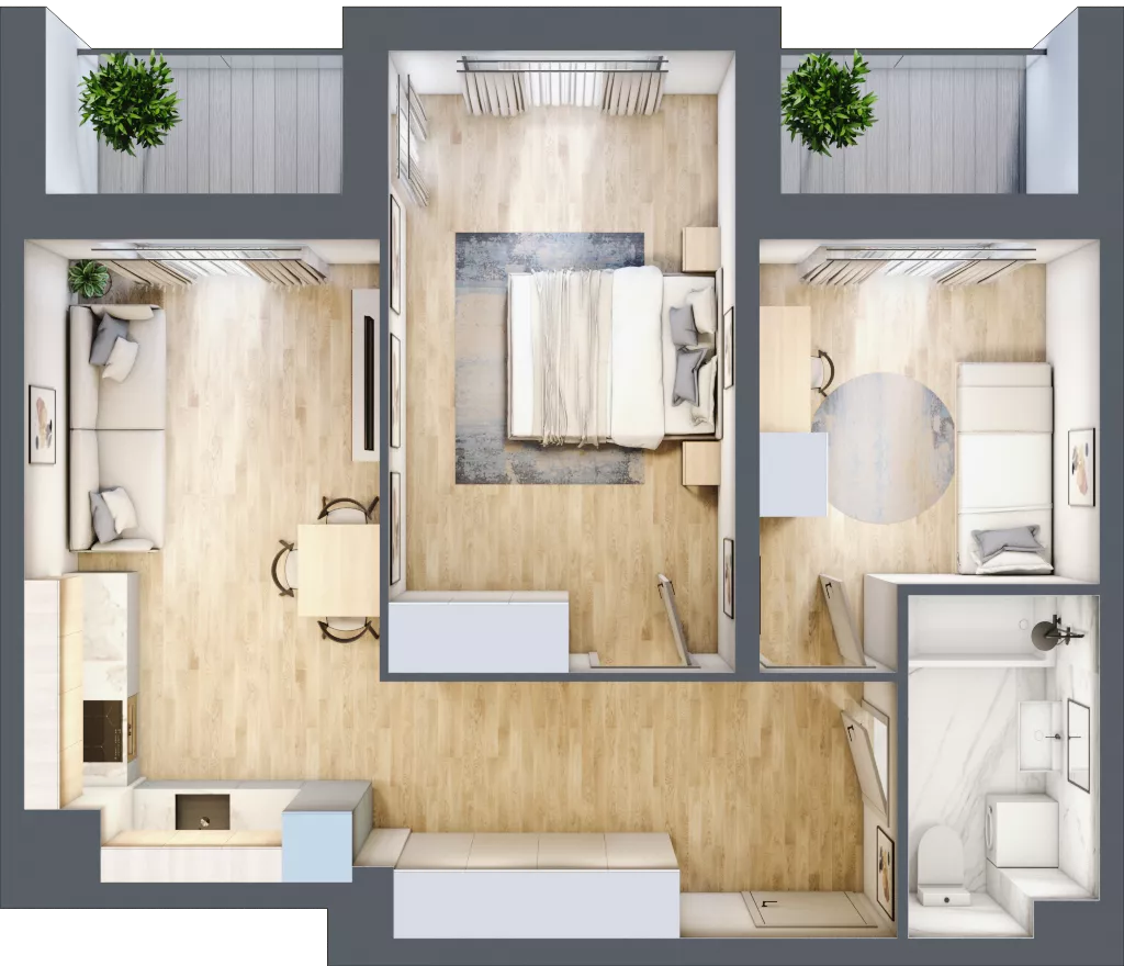 3 pokoje, mieszkanie 55,84 m², piętro 2, oferta nr A1-2-14, Hipoteczna Park, Łódź, Bałuty, ul. Hipoteczna 7