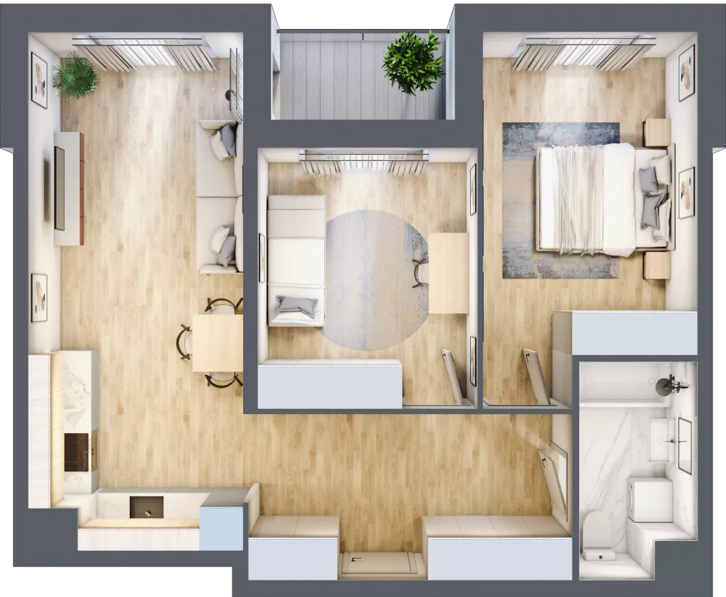 3 pokoje, mieszkanie 61,07 m², piętro 2, oferta nr A1-2-15, Hipoteczna Park, Łódź, Bałuty, ul. Hipoteczna 7
