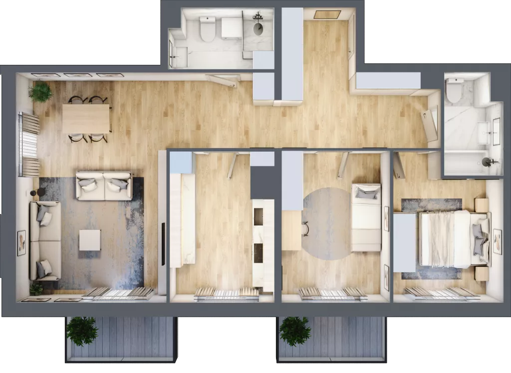 3 pokoje, mieszkanie 89,07 m², piętro 3, oferta nr A1-3-20, Hipoteczna Park, Łódź, Bałuty, ul. Hipoteczna 7