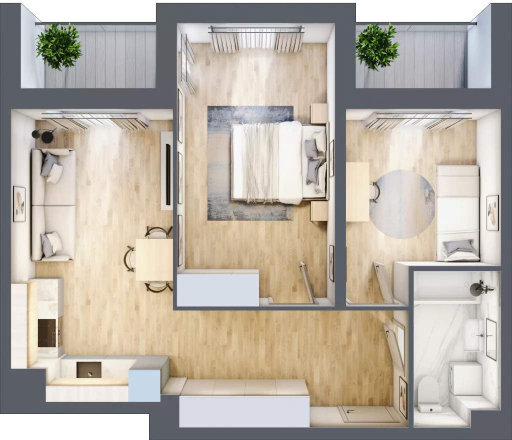 3 pokoje, mieszkanie 55,83 m², piętro 3, oferta nr A1-3-23, Hipoteczna Park, Łódź, Bałuty, ul. Hipoteczna 7