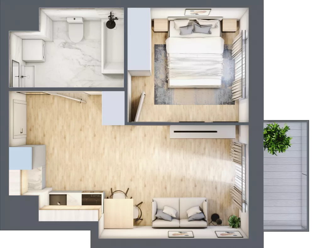 2 pokoje, mieszkanie 35,70 m², piętro 3, oferta nr A1-3-27, Hipoteczna Park, Łódź, Bałuty, ul. Hipoteczna 7