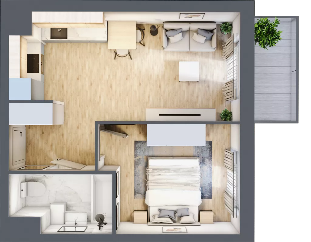 2 pokoje, mieszkanie 36,85 m², piętro 4, oferta nr A1-4-28, Hipoteczna Park, Łódź, Bałuty, ul. Hipoteczna 7