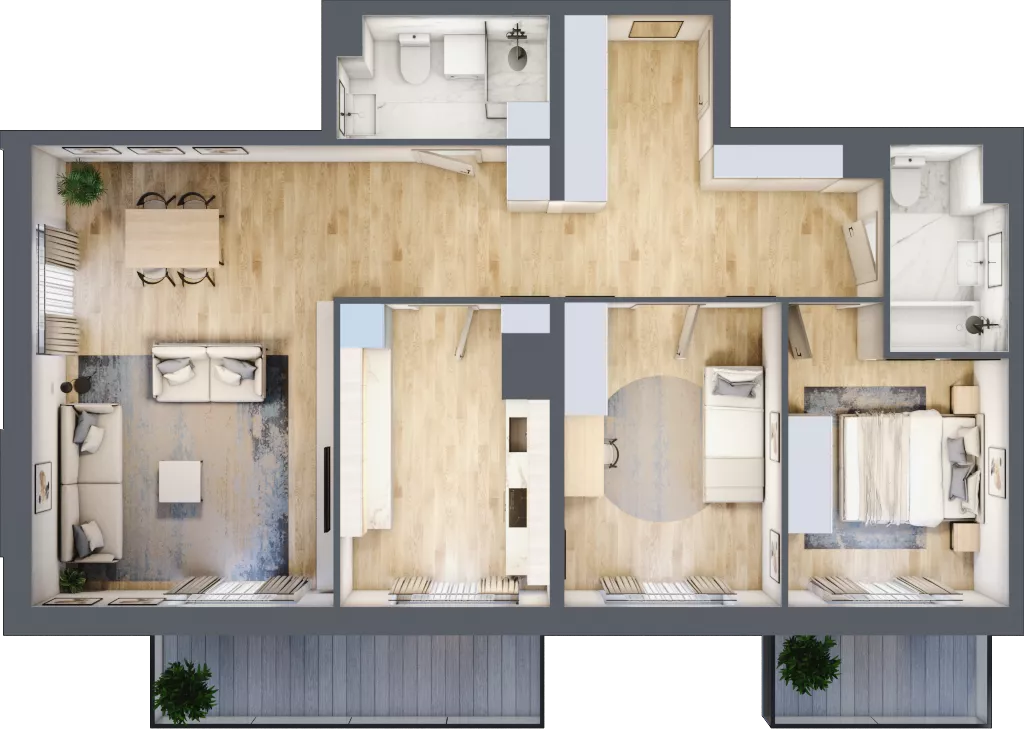 3 pokoje, mieszkanie 89,07 m², piętro 4, oferta nr A1-4-29, Hipoteczna Park, Łódź, Bałuty, ul. Hipoteczna 7