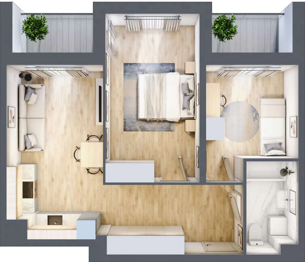 3 pokoje, mieszkanie 55,84 m², piętro 4, oferta nr A1-4-32, Hipoteczna Park, Łódź, Bałuty, ul. Hipoteczna 7