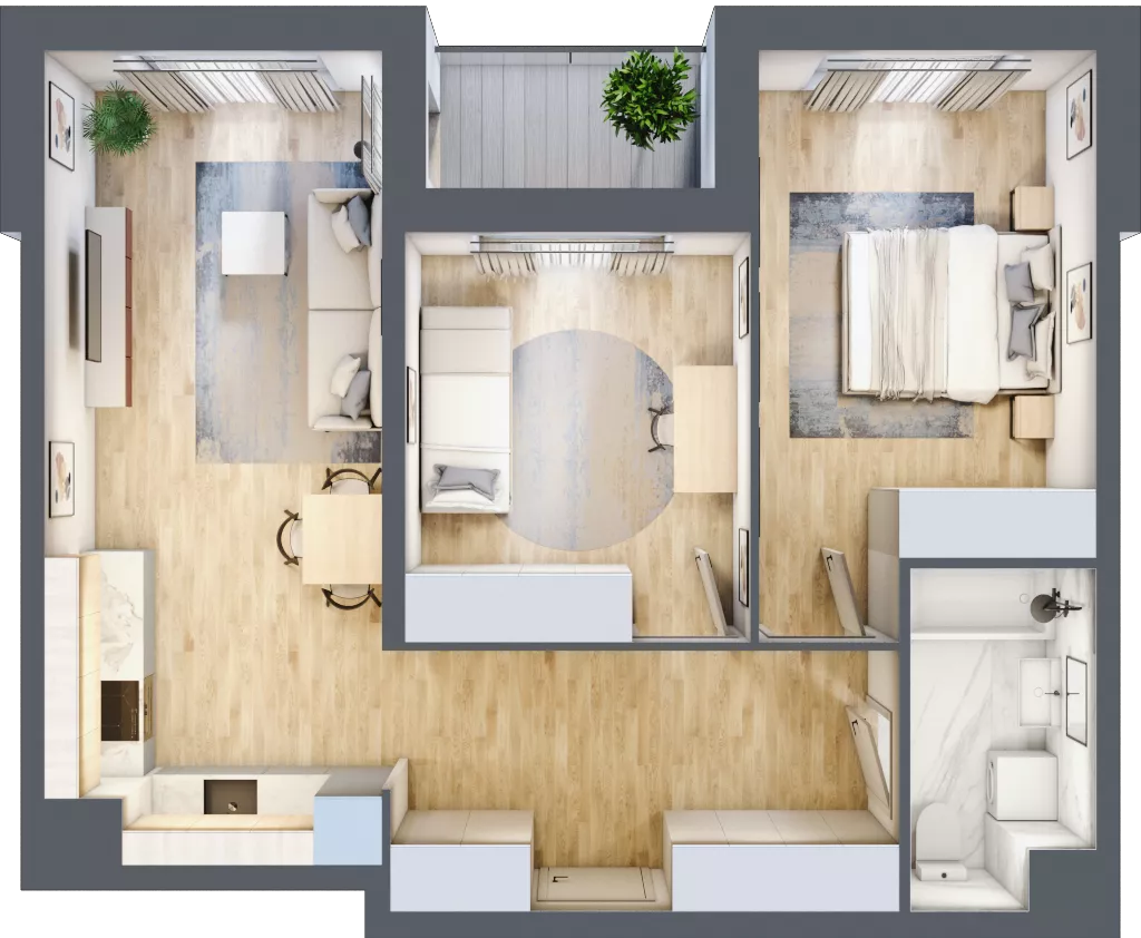 3 pokoje, mieszkanie 61,07 m², piętro 4, oferta nr A1-4-33, Hipoteczna Park, Łódź, Bałuty, ul. Hipoteczna 7