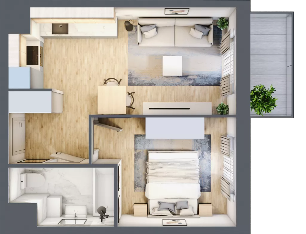 2 pokoje, mieszkanie 36,58 m², piętro 4, oferta nr A1-4-35, Hipoteczna Park, Łódź, Bałuty, ul. Hipoteczna 7
