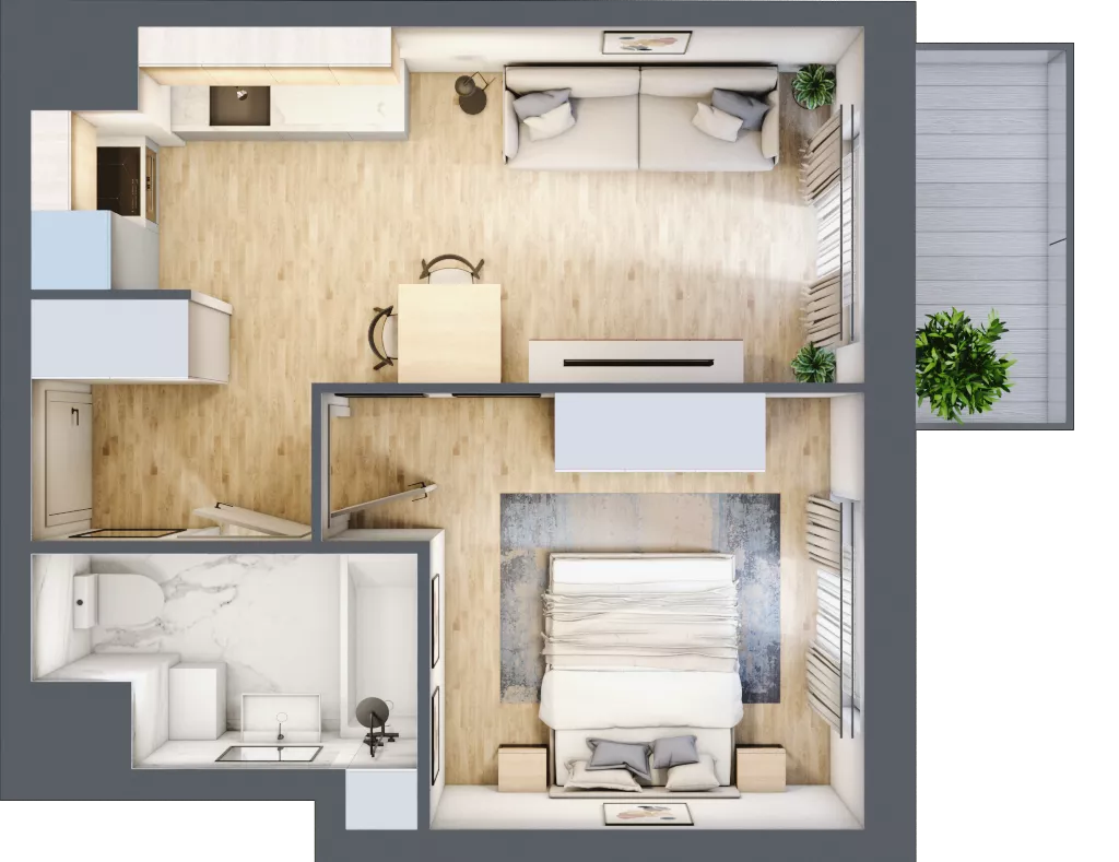 2 pokoje, mieszkanie 35,55 m², piętro 4, oferta nr A1-4-36, Hipoteczna Park, Łódź, Bałuty, ul. Hipoteczna 7