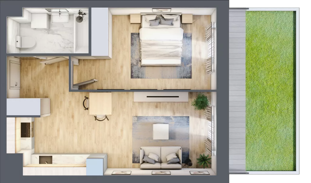 2 pokoje, mieszkanie 43,59 m², parter, oferta nr A2-0-161, Hipoteczna Park, Łódź, Bałuty, ul. Hipoteczna 7