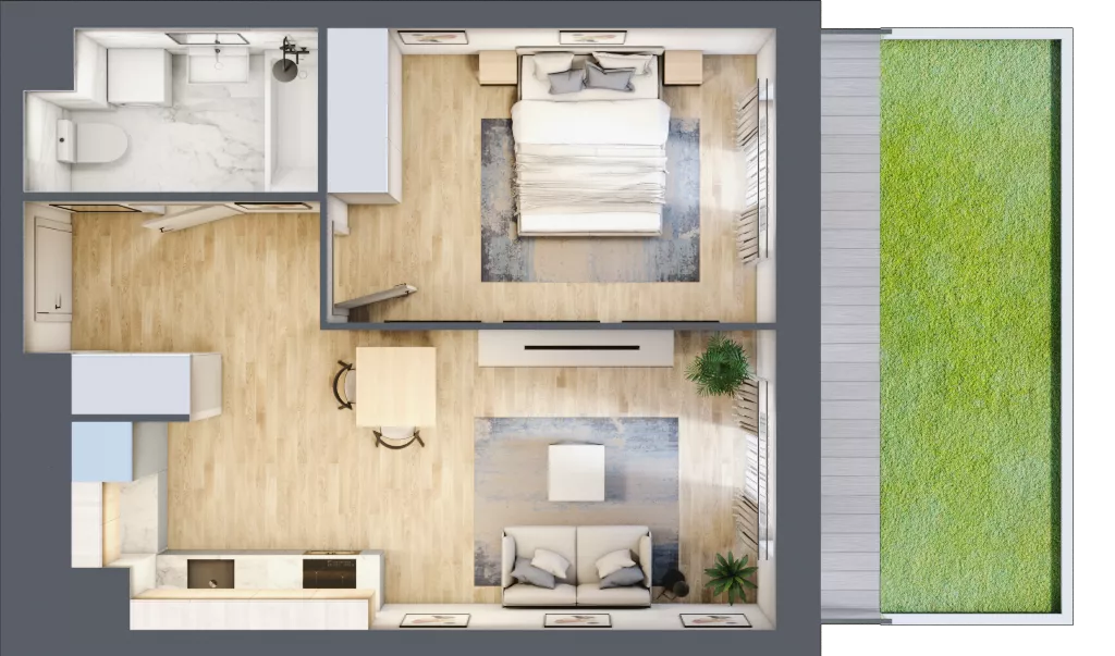 2 pokoje, mieszkanie 42,30 m², parter, oferta nr A2-0-162, Hipoteczna Park, Łódź, Bałuty, ul. Hipoteczna 7