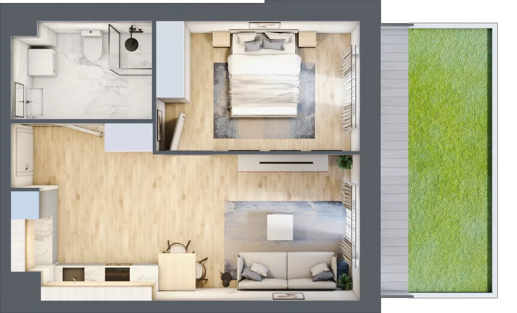 2 pokoje, mieszkanie 43,80 m², parter, oferta nr A2-0-163, Hipoteczna Park, Łódź, Bałuty, ul. Hipoteczna 7