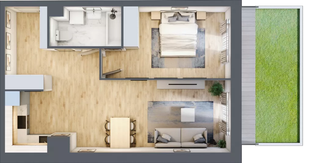 2 pokoje, mieszkanie 53,94 m², parter, oferta nr A2-0-164, Hipoteczna Park, Łódź, Bałuty, ul. Hipoteczna 7