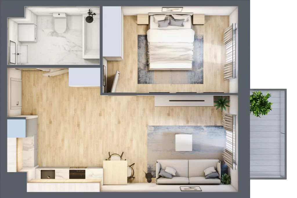 2 pokoje, mieszkanie 44,70 m², piętro 1, oferta nr A2-1-170, Hipoteczna Park, Łódź, Bałuty, ul. Hipoteczna 7