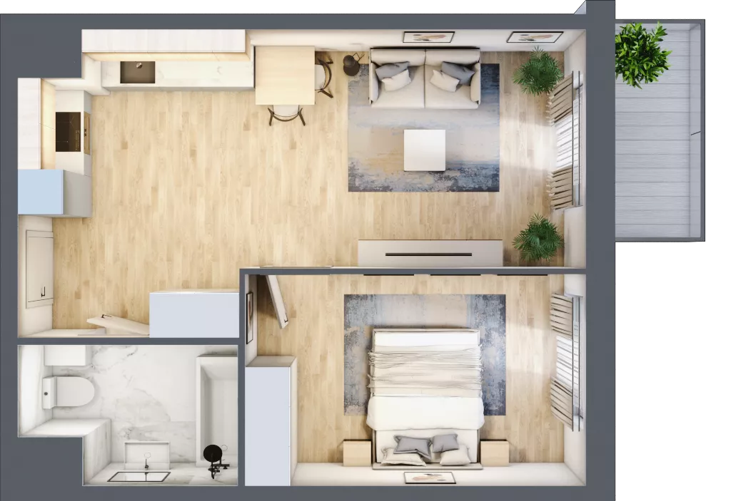 2 pokoje, mieszkanie 44,29 m², piętro 2, oferta nr A2-2-178, Hipoteczna Park, Łódź, Bałuty, ul. Hipoteczna 7