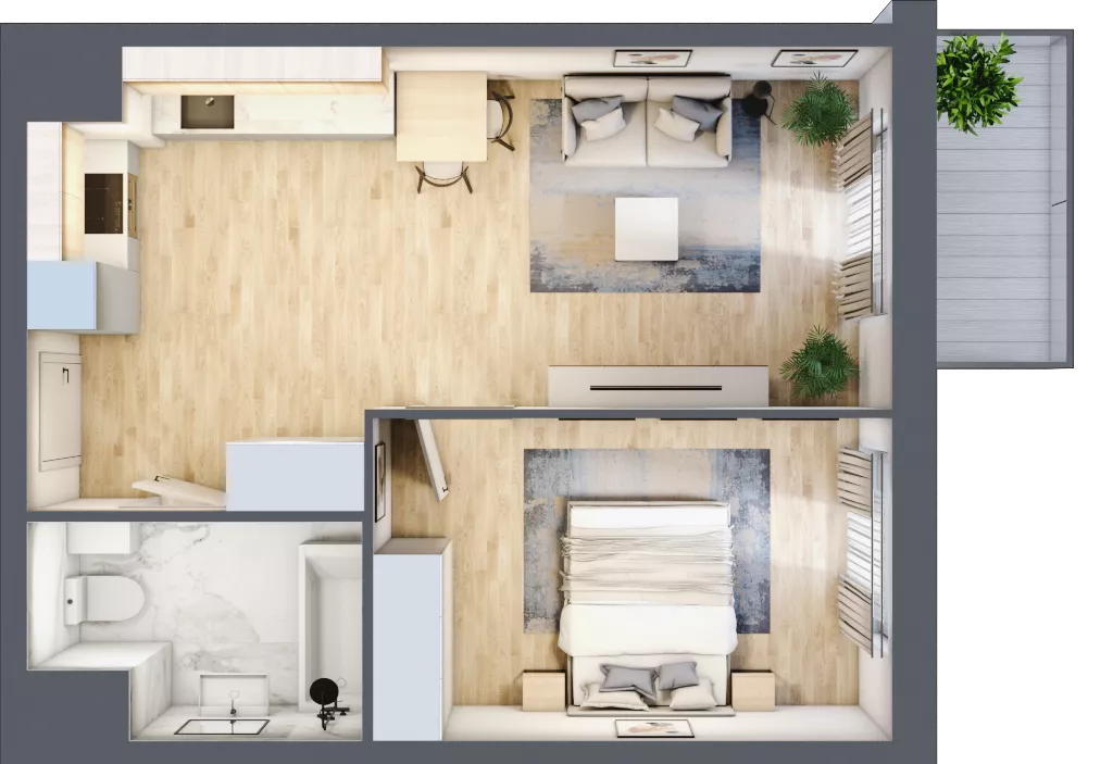 2 pokoje, mieszkanie 44,19 m², piętro 2, oferta nr A2-2-179, Hipoteczna Park, Łódź, Bałuty, ul. Hipoteczna 7