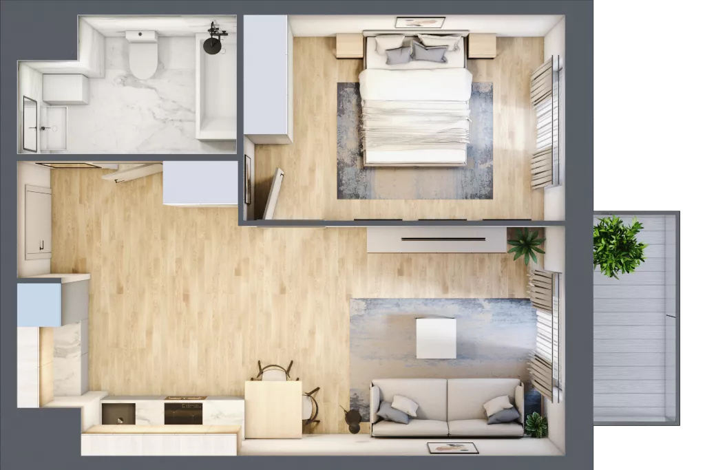 2 pokoje, mieszkanie 44,21 m², piętro 3, oferta nr A2-3-186, Hipoteczna Park, Łódź, Bałuty, ul. Hipoteczna 7