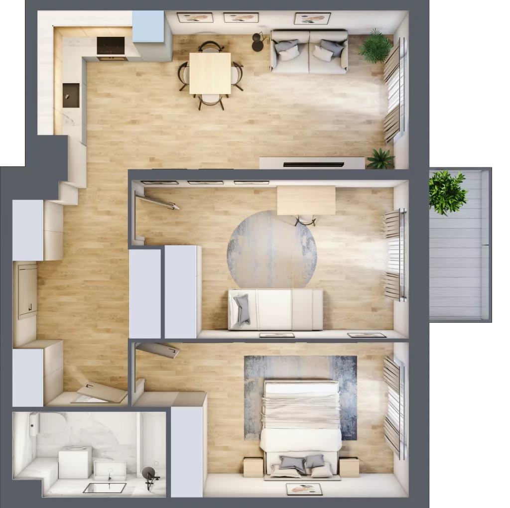 3 pokoje, mieszkanie 65,67 m², piętro 4, oferta nr A2-4-193, Hipoteczna Park, Łódź, Bałuty, ul. Hipoteczna 7