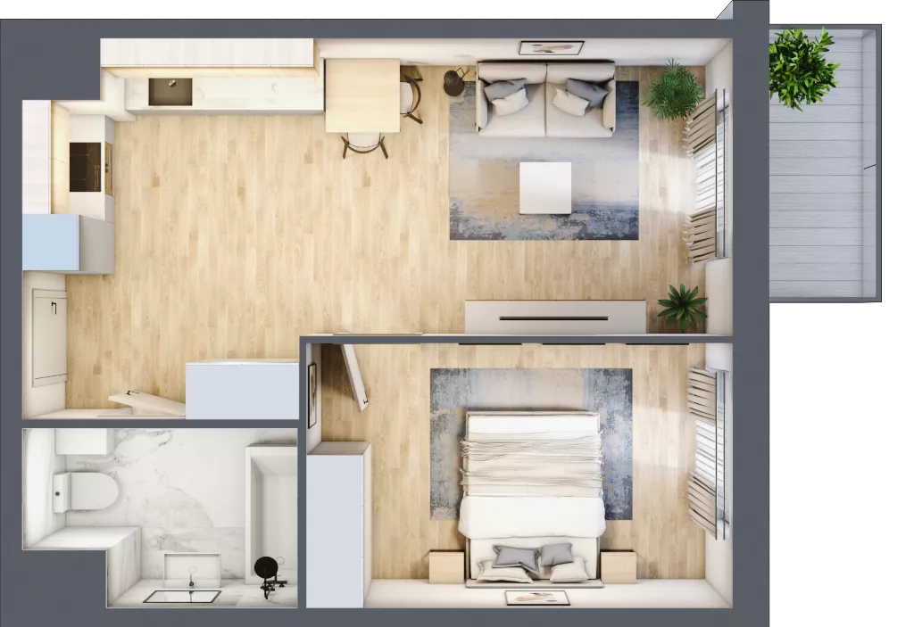 2 pokoje, mieszkanie 44,19 m², piętro 4, oferta nr A2-4-195, Hipoteczna Park, Łódź, Bałuty, ul. Hipoteczna 7