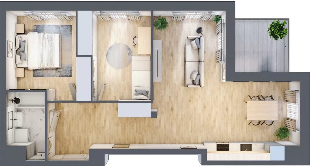 3 pokoje, mieszkanie 64,36 m², piętro 6, oferta nr A2-6-201, Hipoteczna Park, Łódź, Bałuty, ul. Hipoteczna 7