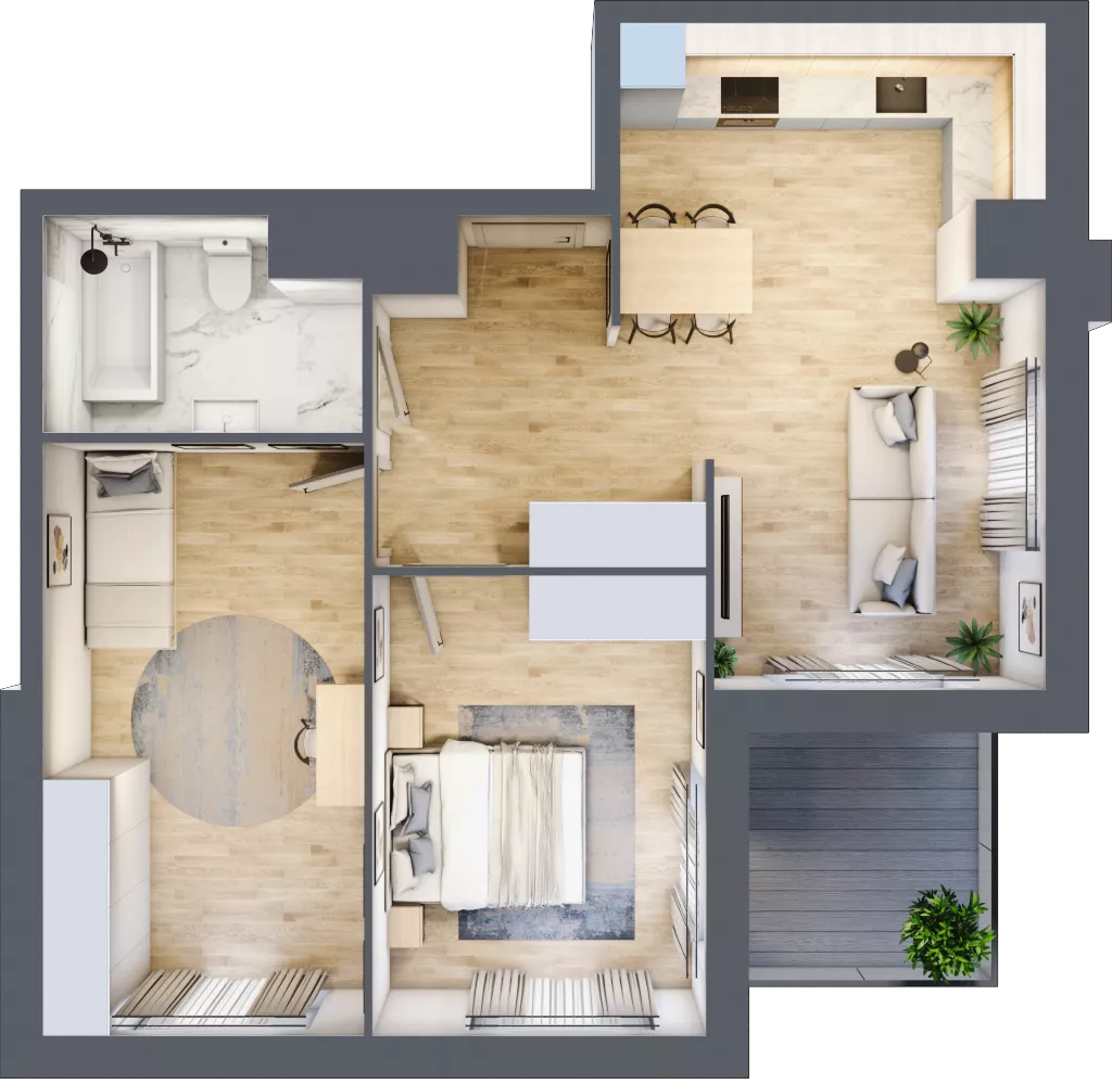 3 pokoje, mieszkanie 64,21 m², piętro 6, oferta nr A2-6-202, Hipoteczna Park, Łódź, Bałuty, ul. Hipoteczna 7