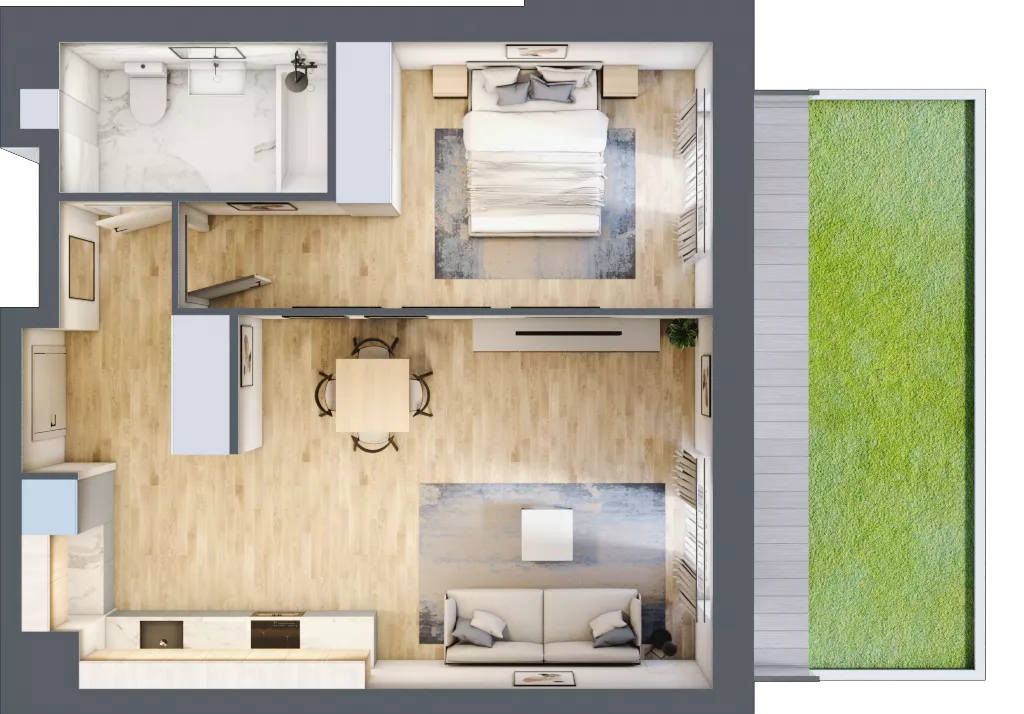 2 pokoje, mieszkanie 50,29 m², parter, oferta nr A3-0-101, Hipoteczna Park, Łódź, Bałuty, ul. Hipoteczna 7