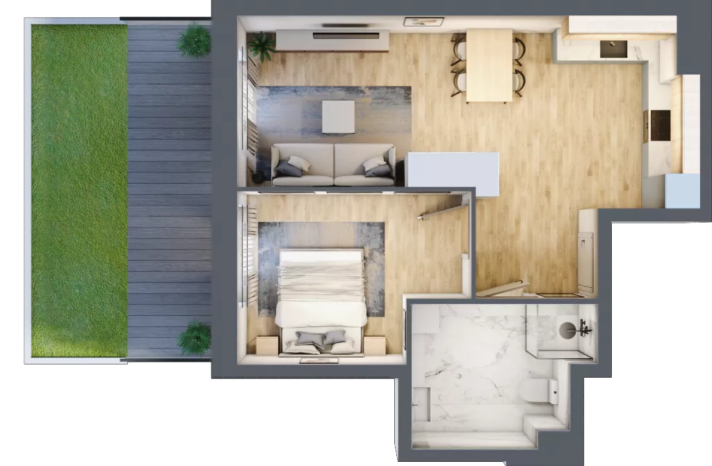 2 pokoje, mieszkanie 46,58 m², parter, oferta nr A3-0-137, Hipoteczna Park, Łódź, Bałuty, ul. Hipoteczna 7