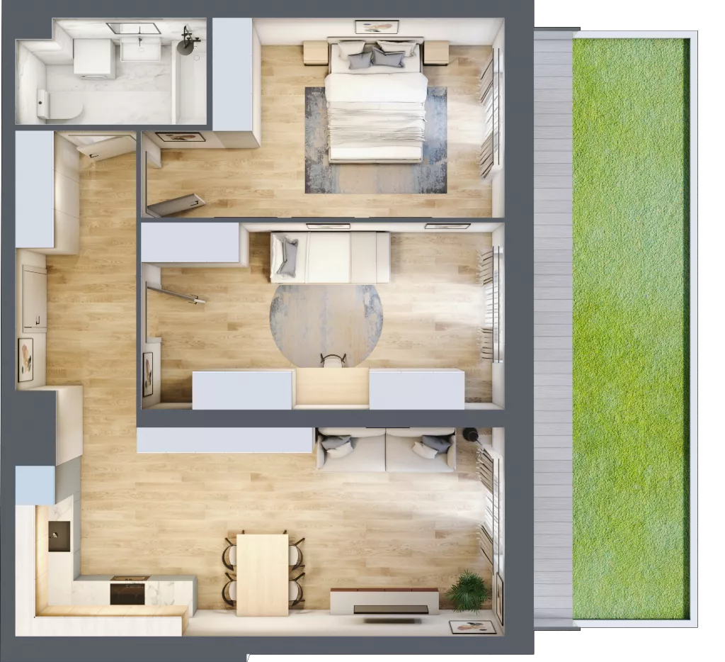 3 pokoje, mieszkanie 67,78 m², parter, oferta nr A3-0-138, Hipoteczna Park, Łódź, Bałuty, ul. Hipoteczna 7