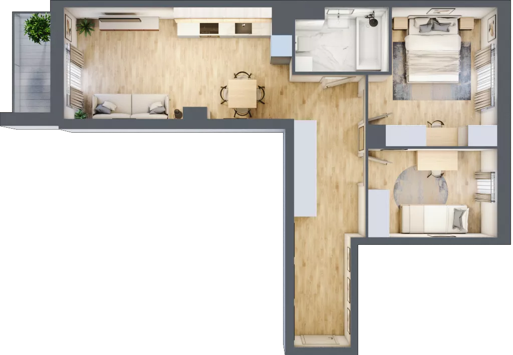 3 pokoje, mieszkanie 61,81 m², piętro 1, oferta nr A3-1-105, Hipoteczna Park, Łódź, Bałuty, ul. Hipoteczna 7