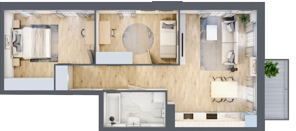 3 pokoje, mieszkanie 61,79 m², piętro 1, oferta nr A3-1-106, Hipoteczna Park, Łódź, Bałuty, ul. Hipoteczna 7