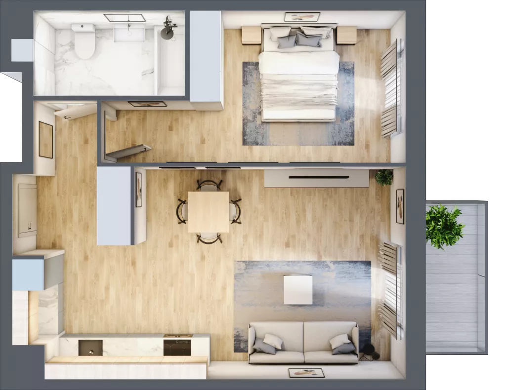2 pokoje, mieszkanie 51,21 m², piętro 1, oferta nr A3-1-108, Hipoteczna Park, Łódź, Bałuty, ul. Hipoteczna 7