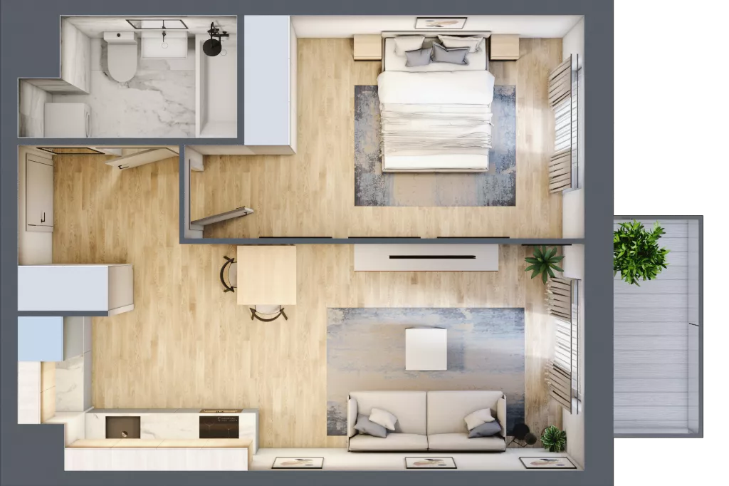 2 pokoje, mieszkanie 44,23 m², piętro 1, oferta nr A3-1-140, Hipoteczna Park, Łódź, Bałuty, ul. Hipoteczna 7