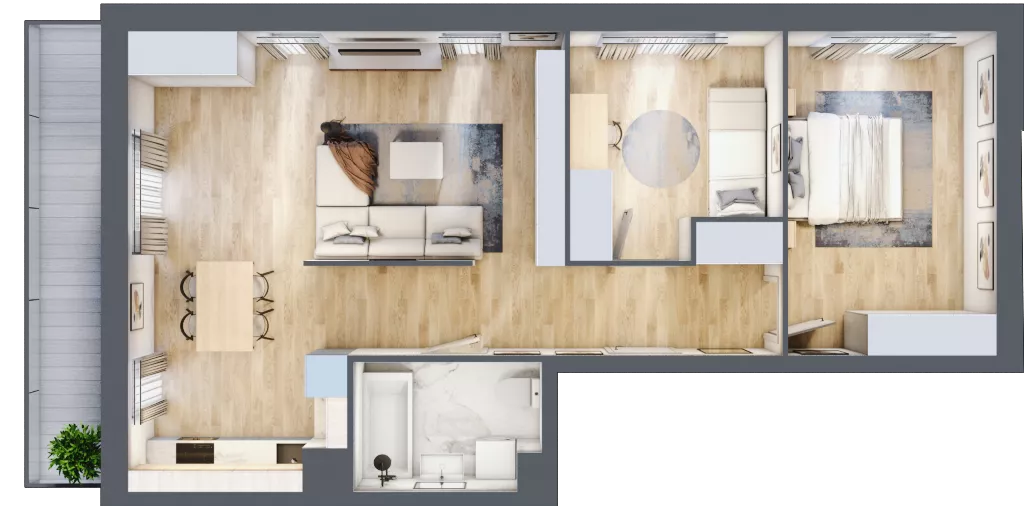 3 pokoje, mieszkanie 66,79 m², piętro 1, oferta nr A3-1-91, Hipoteczna Park, Łódź, Bałuty, ul. Hipoteczna 7