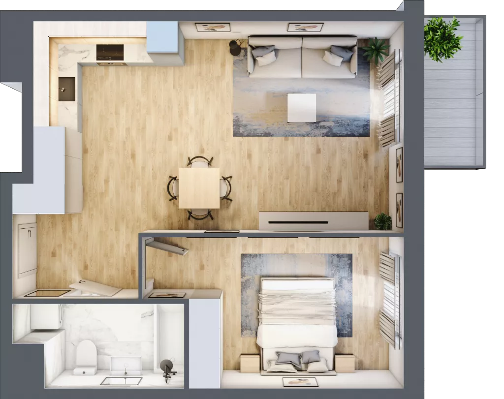 2 pokoje, mieszkanie 51,18 m², piętro 2, oferta nr A3-2-114, Hipoteczna Park, Łódź, Bałuty, ul. Hipoteczna 7