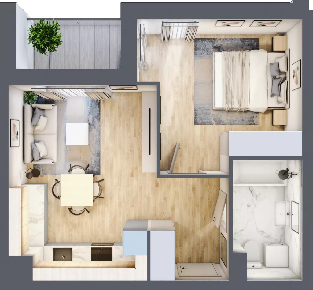 2 pokoje, mieszkanie 38,69 m², piętro 2, oferta nr A3-2-116, Hipoteczna Park, Łódź, Bałuty, ul. Hipoteczna 7