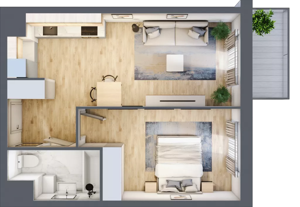 2 pokoje, mieszkanie 44,06 m², piętro 2, oferta nr A3-2-146, Hipoteczna Park, Łódź, Bałuty, ul. Hipoteczna 7