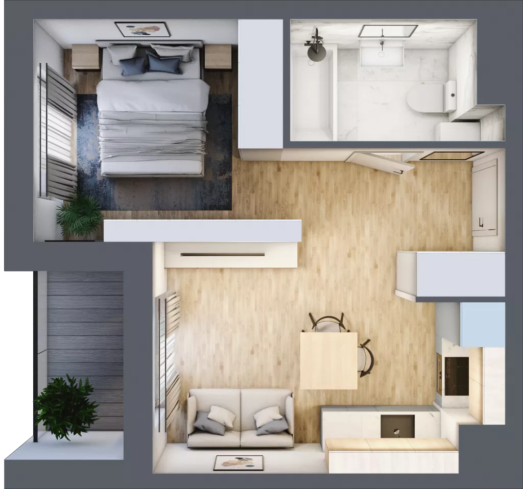 1 pokój, mieszkanie 32,32 m², piętro 2, oferta nr A3-2-148, Hipoteczna Park, Łódź, Bałuty, ul. Hipoteczna 7