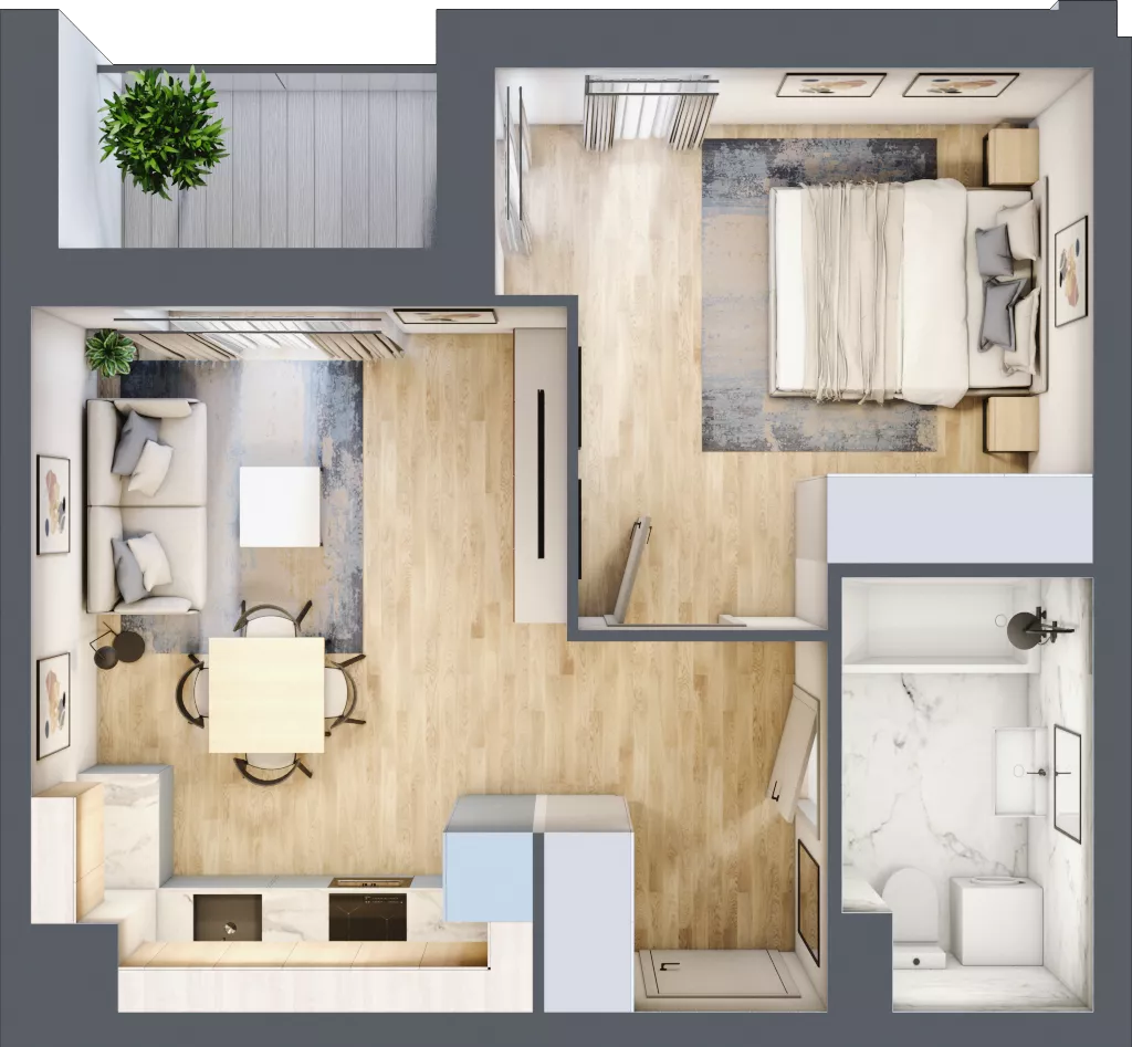 2 pokoje, mieszkanie 38,69 m², piętro 3, oferta nr A3-3-122, Hipoteczna Park, Łódź, Bałuty, ul. Hipoteczna 7