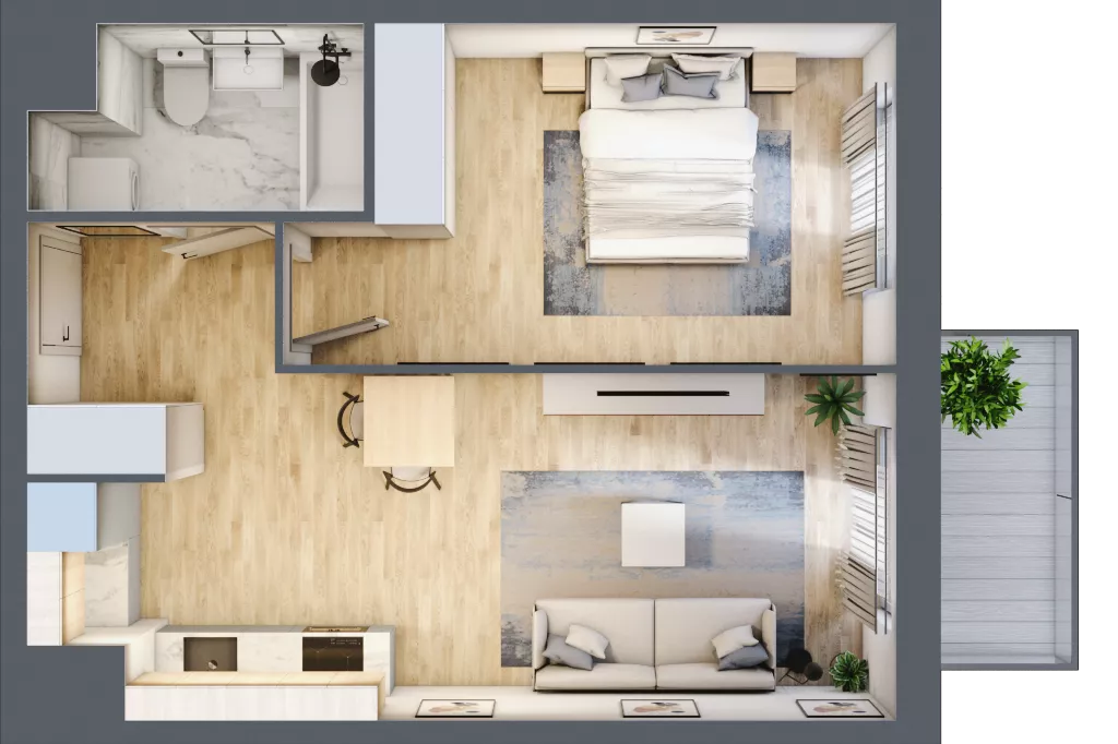 2 pokoje, mieszkanie 44,07 m², piętro 3, oferta nr A3-3-151, Hipoteczna Park, Łódź, Bałuty, ul. Hipoteczna 7