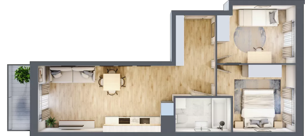 3 pokoje, mieszkanie 53,35 m², piętro 3, oferta nr A3-3-95, Hipoteczna Park, Łódź, Bałuty, ul. Hipoteczna 7