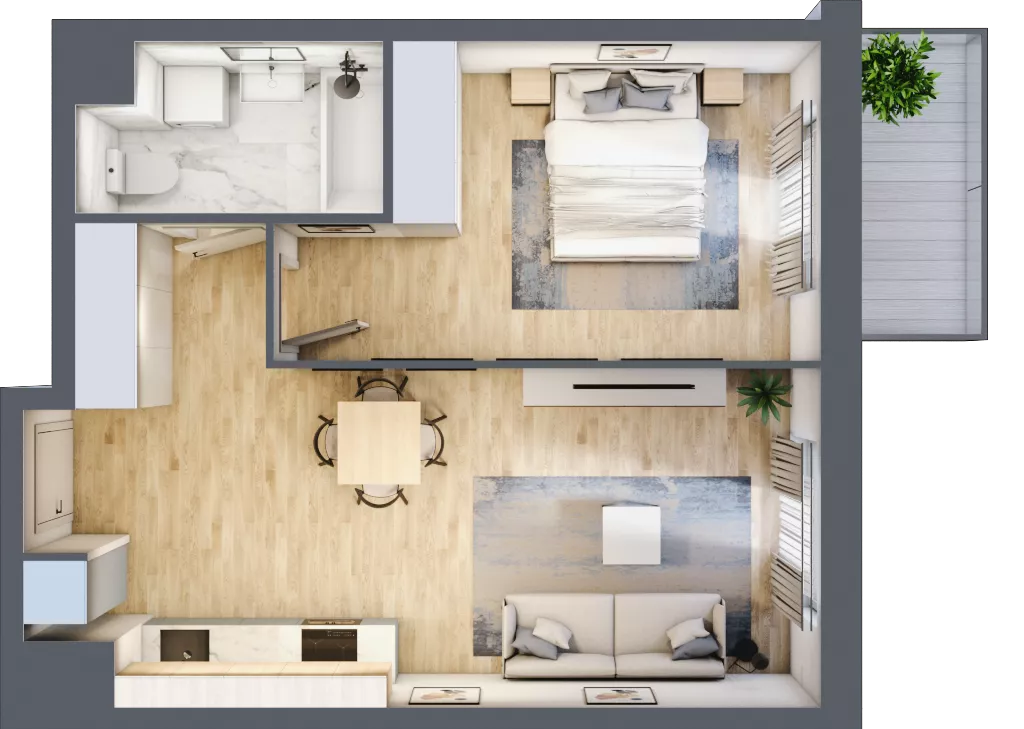 2 pokoje, mieszkanie 44,54 m², piętro 4, oferta nr A3-4-125, Hipoteczna Park, Łódź, Bałuty, ul. Hipoteczna 7