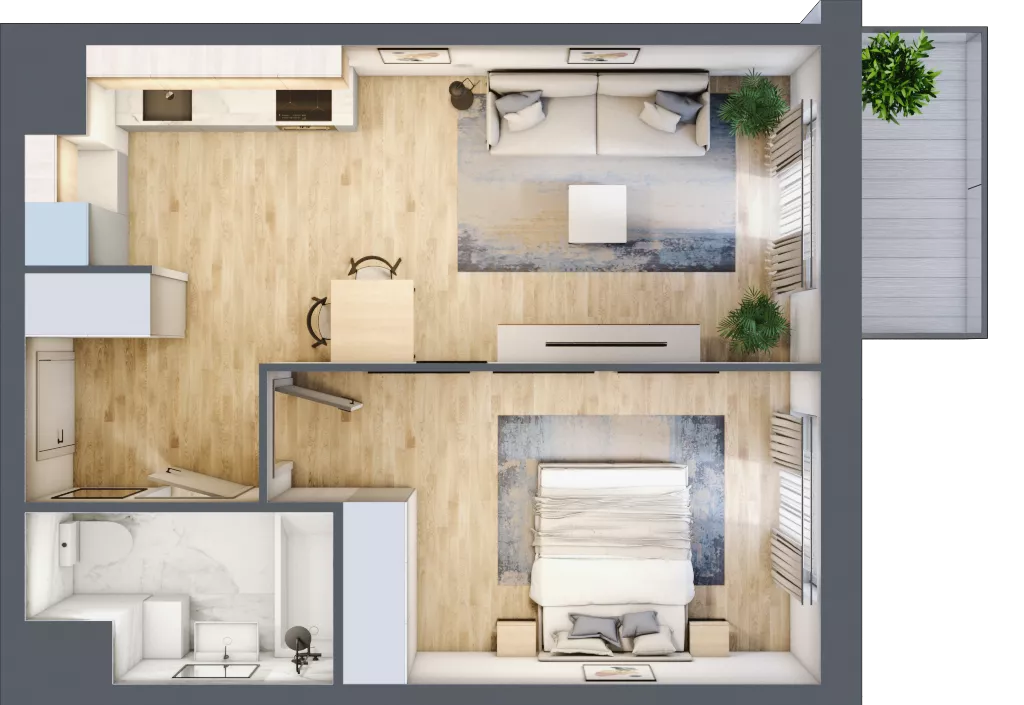 2 pokoje, mieszkanie 44,08 m², piętro 4, oferta nr A3-4-155, Hipoteczna Park, Łódź, Bałuty, ul. Hipoteczna 7