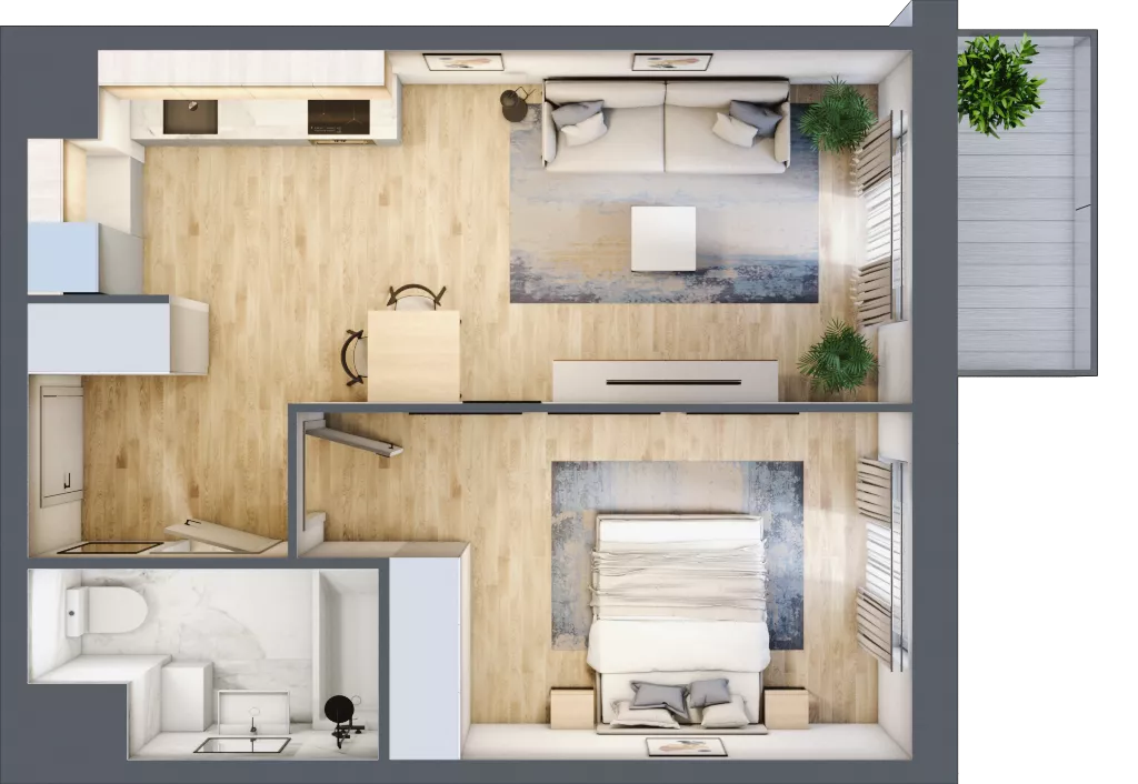 2 pokoje, mieszkanie 44,06 m², piętro 4, oferta nr A3-4-156, Hipoteczna Park, Łódź, Bałuty, ul. Hipoteczna 7