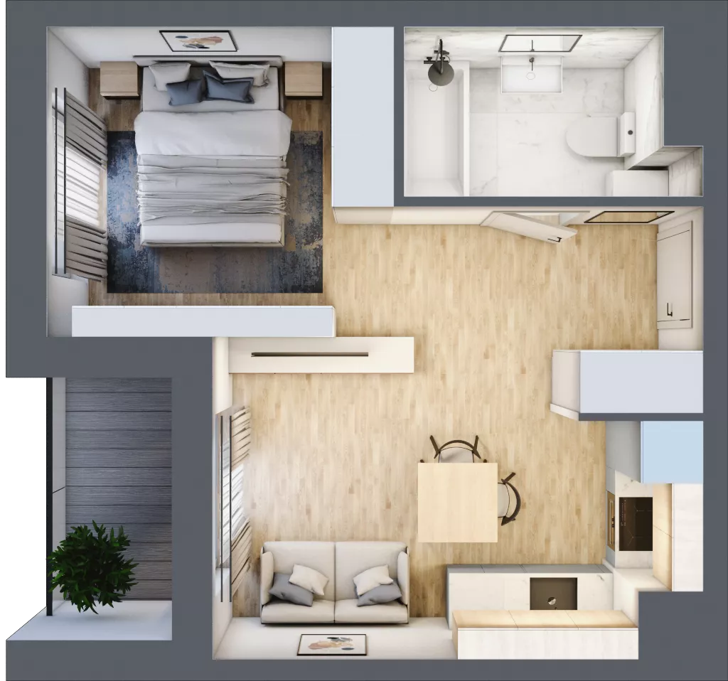 1 pokój, mieszkanie 32,32 m², piętro 4, oferta nr A3-4-158, Hipoteczna Park, Łódź, Bałuty, ul. Hipoteczna 7