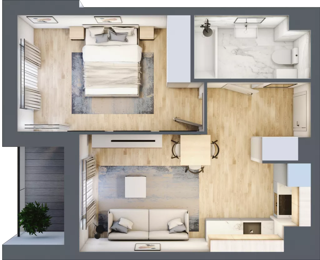 2 pokoje, mieszkanie 39,64 m², piętro 1, oferta nr A4-1-40, Hipoteczna Park, Łódź, Bałuty, ul. Hipoteczna 7