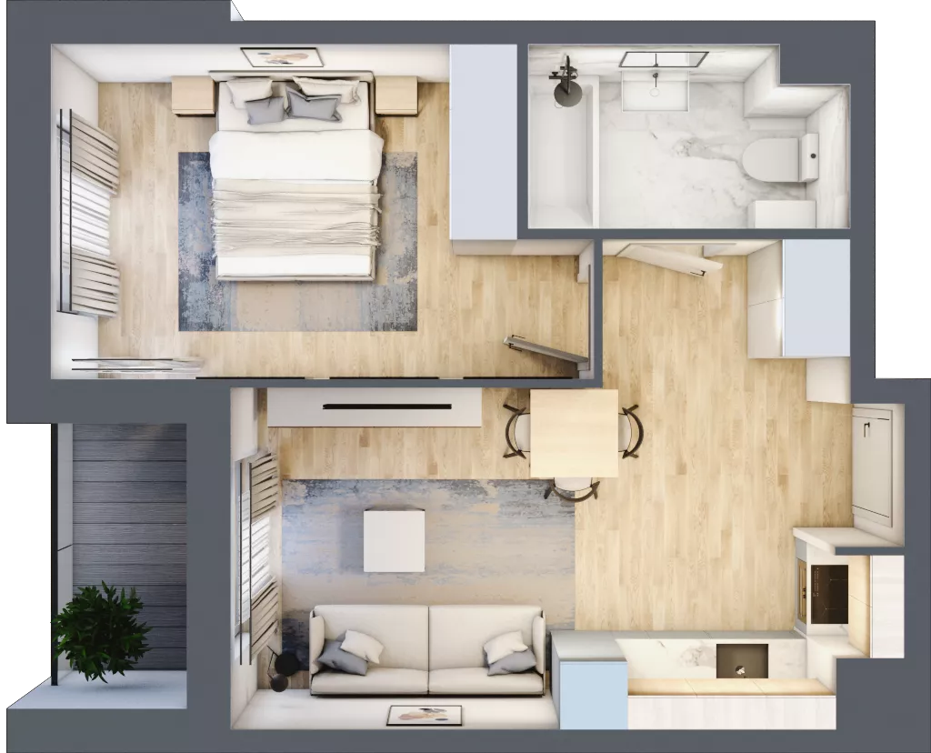 2 pokoje, mieszkanie 38,20 m², piętro 1, oferta nr A4-1-64, Hipoteczna Park, Łódź, Bałuty, ul. Hipoteczna 7