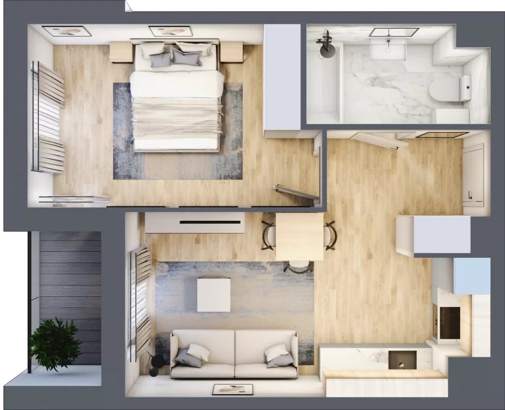 2 pokoje, mieszkanie 39,61 m², piętro 2, oferta nr A4-2-45, Hipoteczna Park, Łódź, Bałuty, ul. Hipoteczna 7