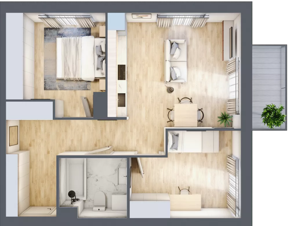 3 pokoje, mieszkanie 55,24 m², piętro 2, oferta nr A4-2-71, Hipoteczna Park, Łódź, Bałuty, ul. Hipoteczna 7