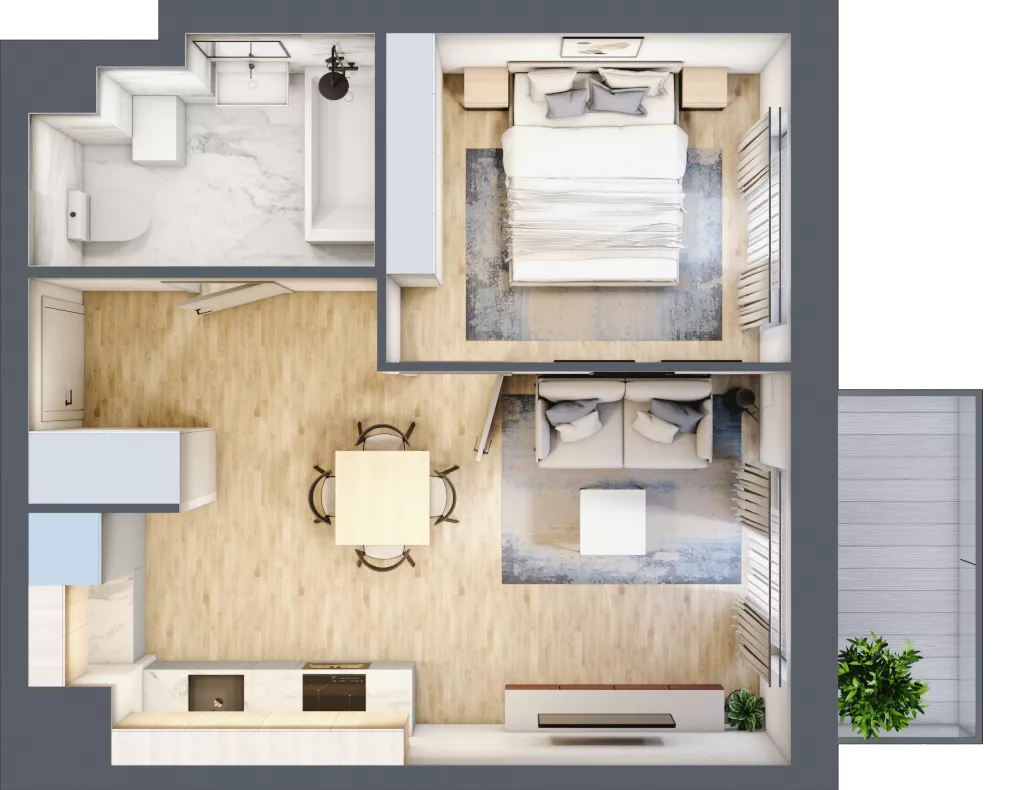 2 pokoje, mieszkanie 36,67 m², piętro 3, oferta nr A4-3-47, Hipoteczna Park, Łódź, Bałuty, ul. Hipoteczna 7